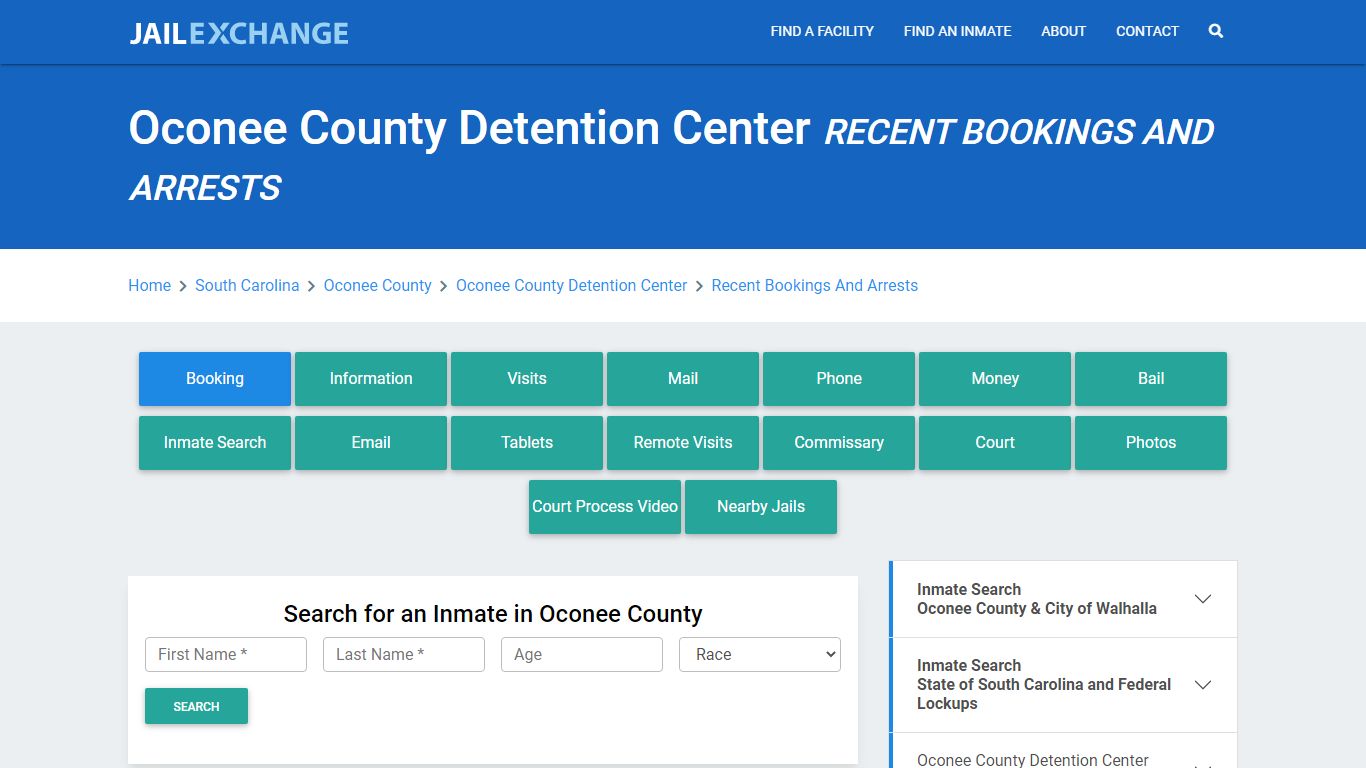 Oconee County Detention Center Recent Bookings And Arrests - Jail Exchange